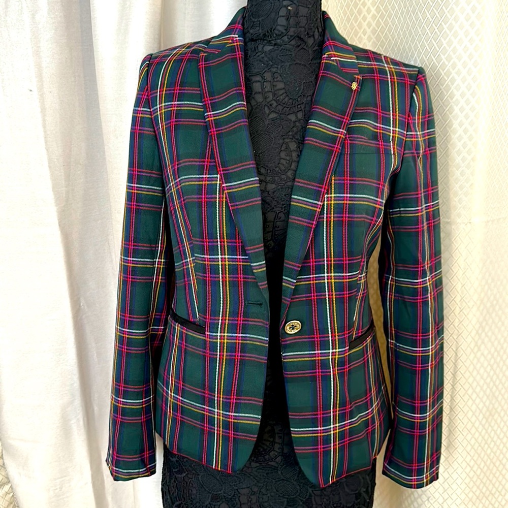 Tommy Hilfiger Green/Pink Plaid Blazer